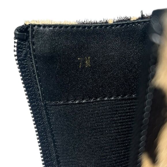 Van Eli Calf Hair Leopard Print Ankle Boots Size 7 Block Heel Cheetah Print - Picture 9 of 15